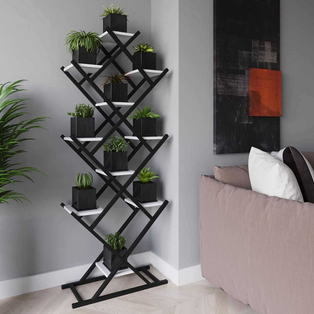 Підставка для декору під квіти loft в будинок або офіс Стильні стелажі для квітів з ДСП полицями, фото 1