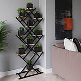 Підставка для декору під квіти loft в будинок або офіс Стильні стелажі для квітів з ДСП полицями, фото 3