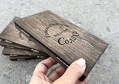 Чек бук для ресторану в коричневому кольорі з логотипом "Солоха"