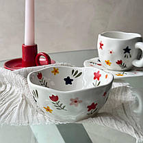 Чашка з блюдцем Набір посуду чашка і тарілка Чашка блюдце квіти Оригінальні Красиві чашки Чайні пари Набори для сніданку, фото 5