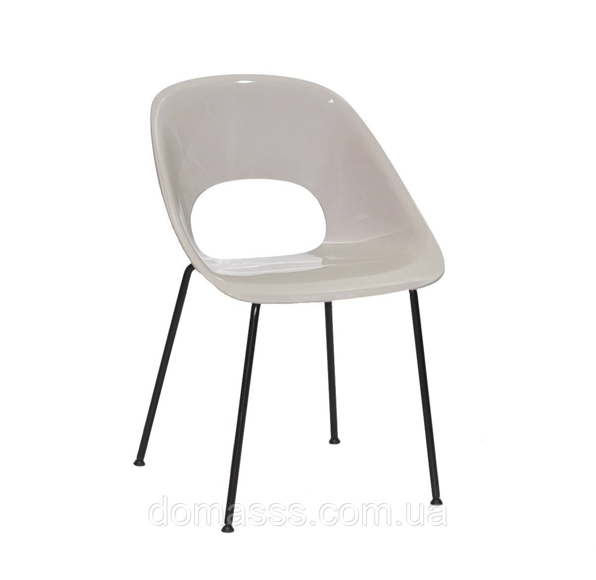 Стілець пластиковий TROY сірий глянцевий на металевих ніжках, фото 1