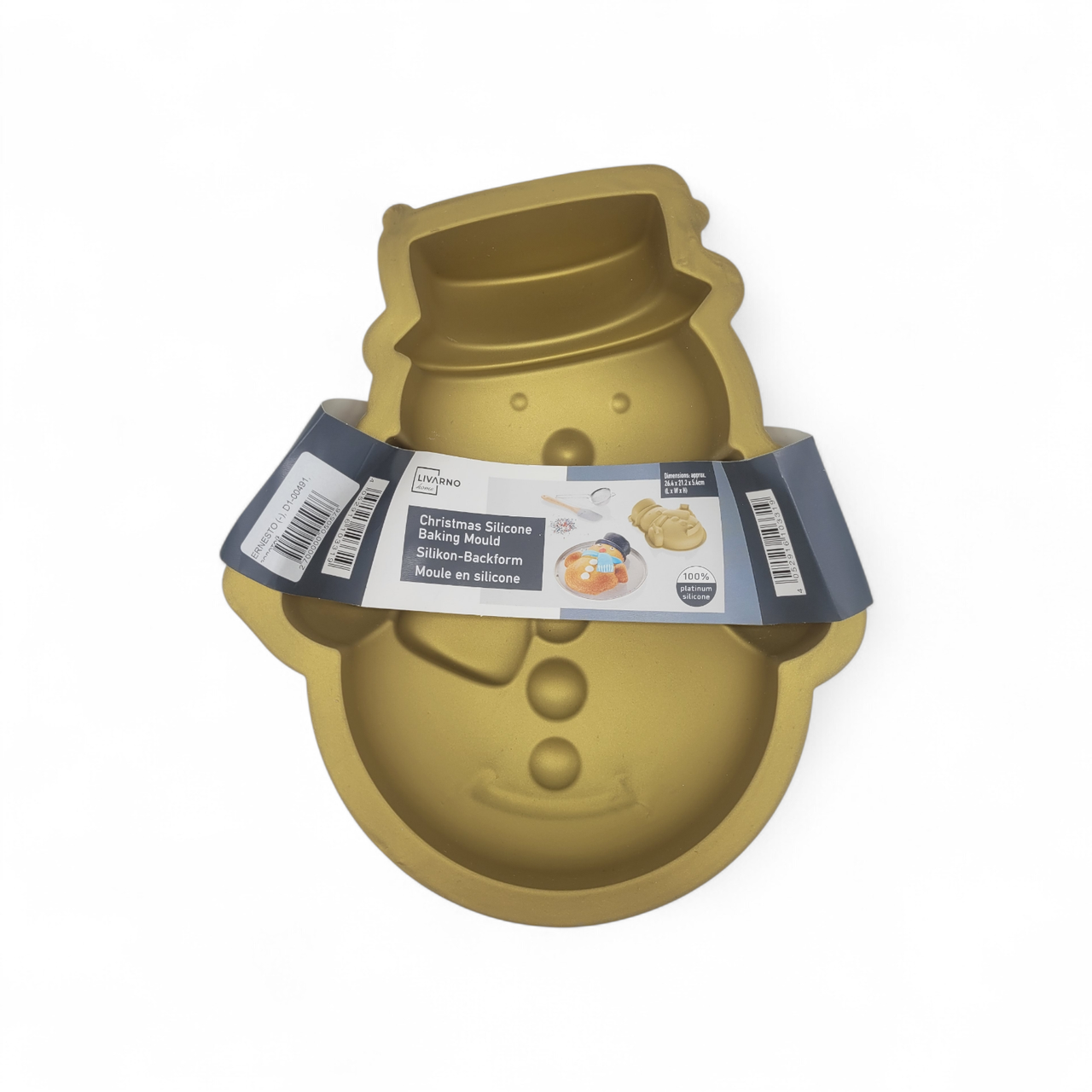 Новорічна силіконова форма для випікання Сніговик Livarno Home 26,4 см, форма для пирога кексу, фото 1