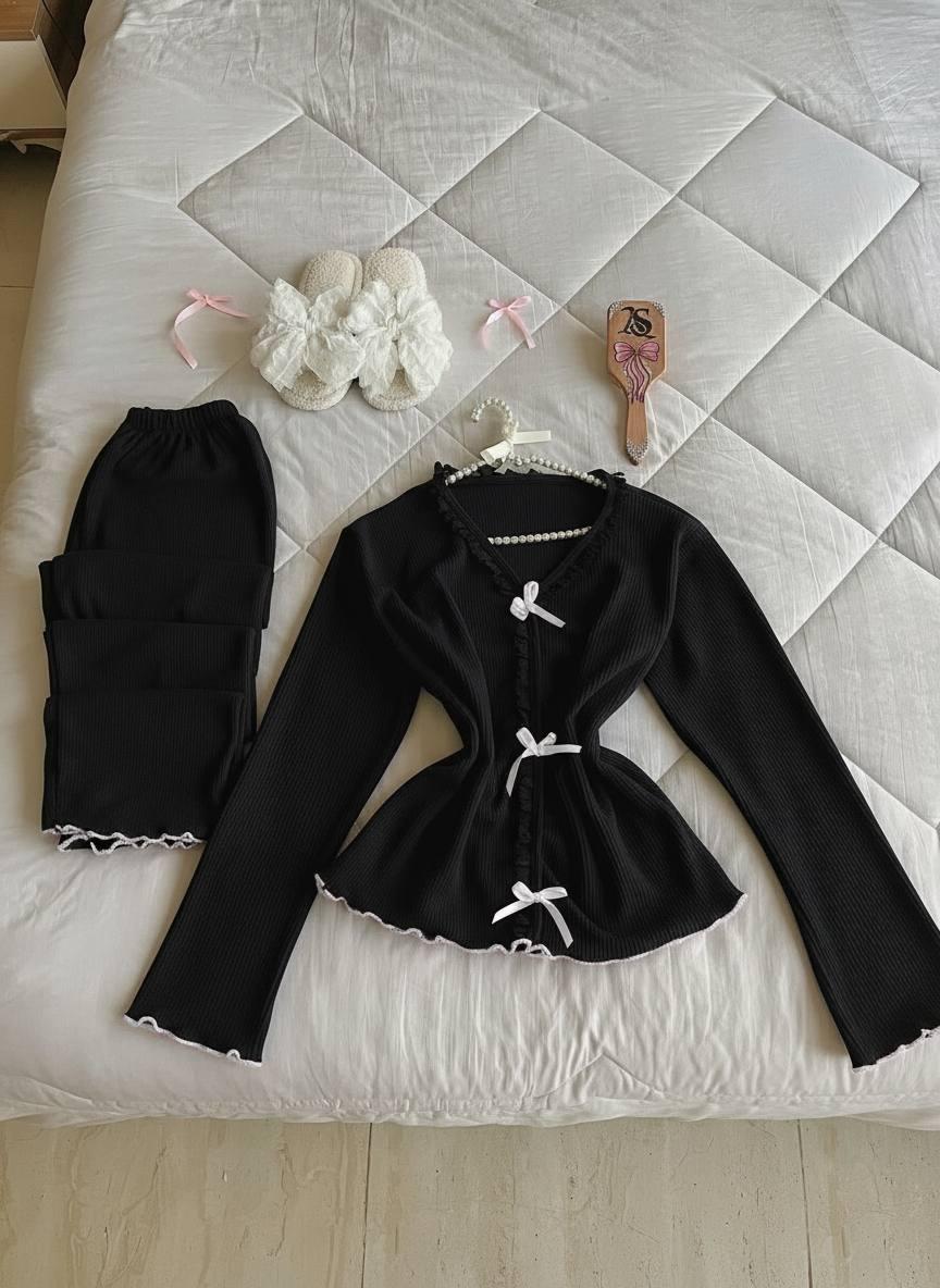 Піжама з мереживом та бантиками, фото 1