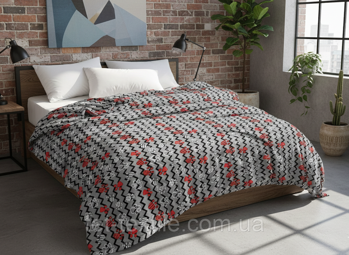 Плед з мікрофібри Велсофт Лапки зигзаг 220х240 см