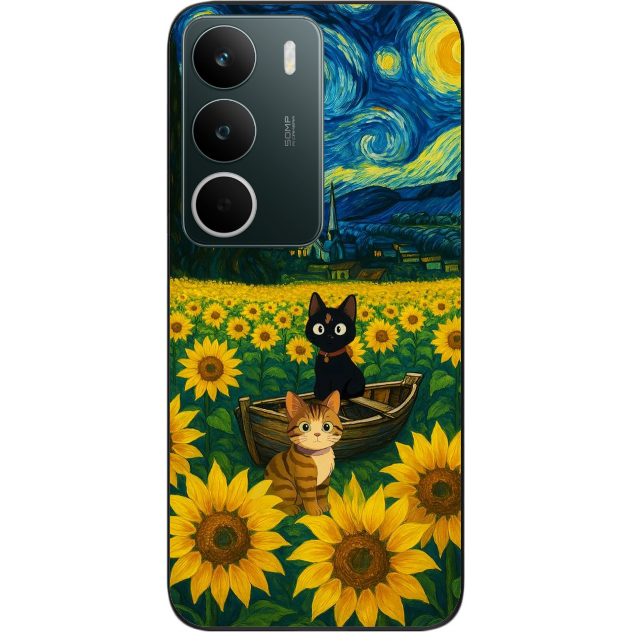 Чохол силіконовий Epik для Realme C71 4G з зображенням Коти під зірковою ніччю, фото 1