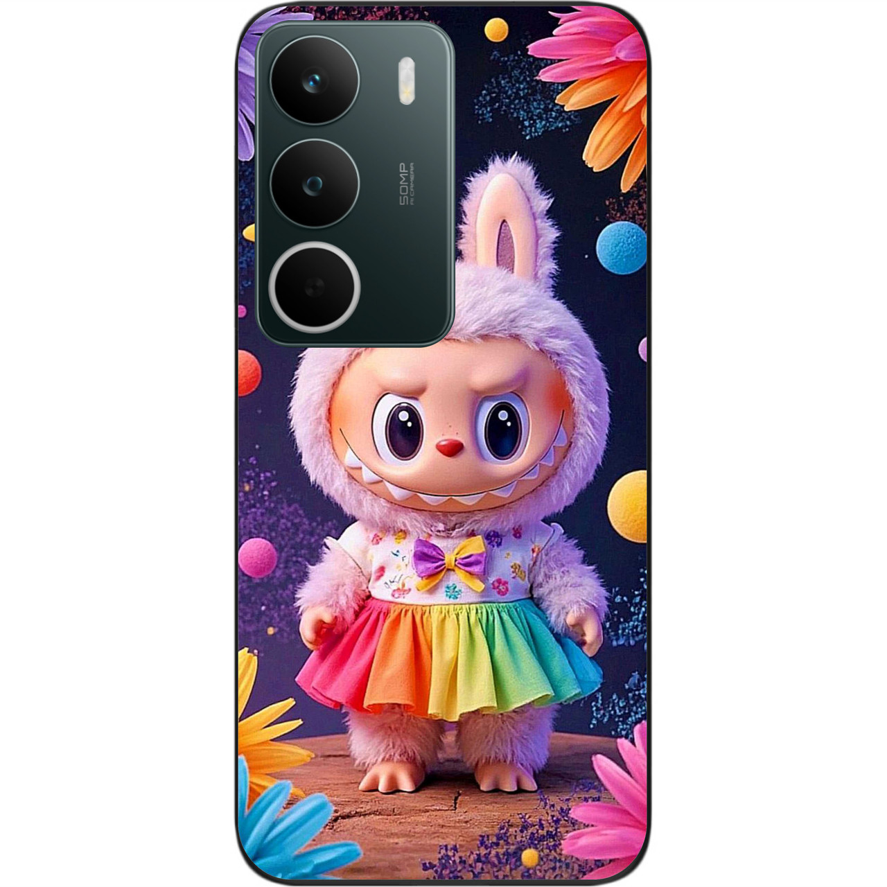 Чохол силіконовий Epik для Realme C71 4G з принтом Labubu Веселка, фото 1