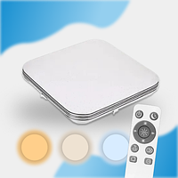 Світлодіодна LED люстра з пультом BIOM 50Вт 33см квадратний білий стельовий світильник зі зміною температури світла та яскравості