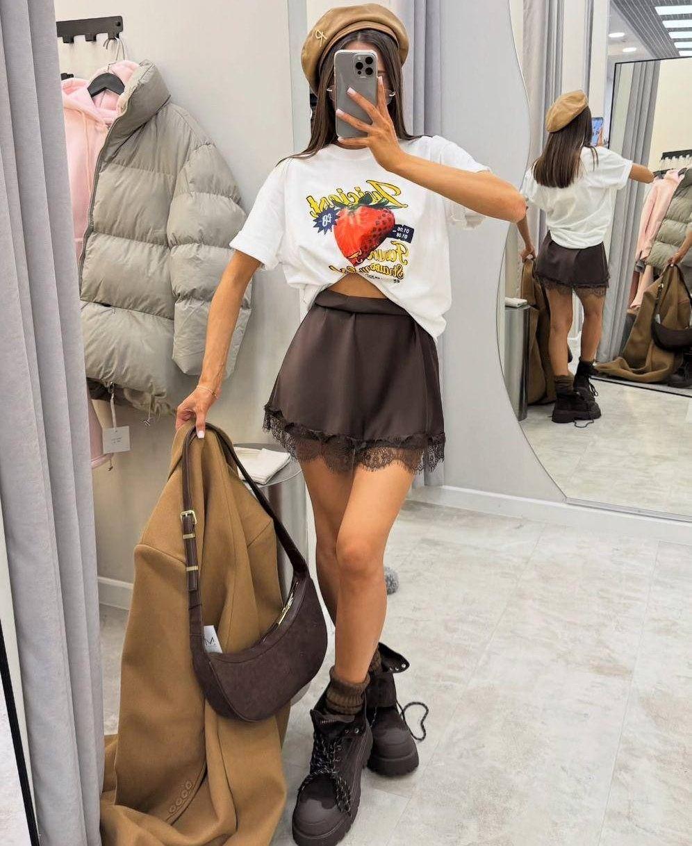 Спідниця міні з мереживом 3597, фото 1