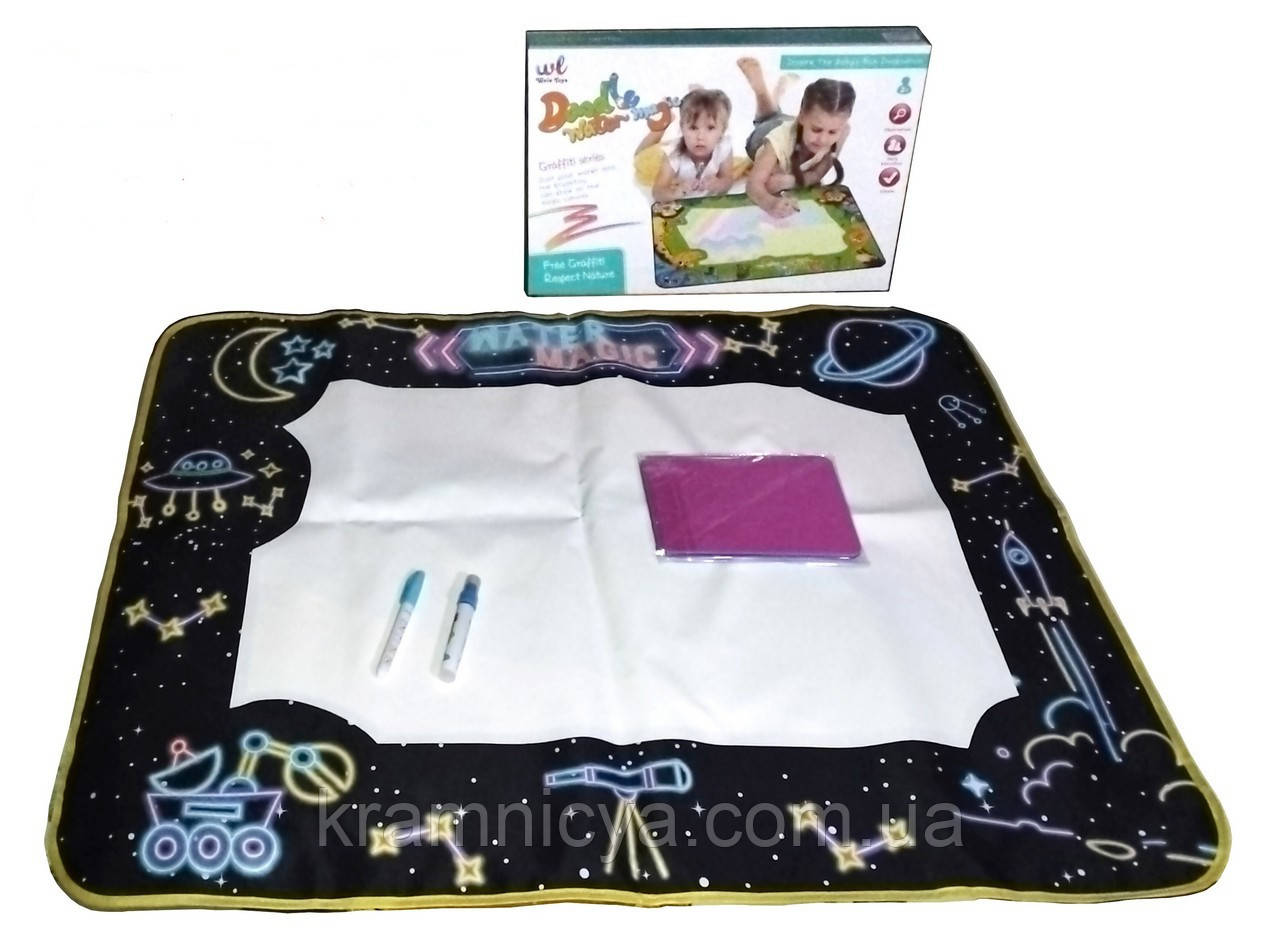 Килимок для малювання водою великий Doodle water magic 100х80 см. Розвивальний Аквакилимок із водним маркером, фото 1