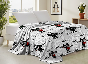 Плед з мікрофібри Велсофт Закохане чорне кошеня 160х210 см