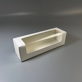 Коробка для макаронс, 200*60*60 мм, з вікном, біла