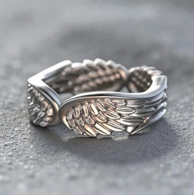 Чудова каблучка, Крила Ангела срібна, розмір регульований, фото 1