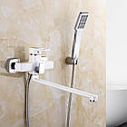 Змішувач для ванни Lidz Wawel 005 з поворотним виливом (з душовим гарнітуром) (k35) LDWAW005WHI45399 White, фото 7