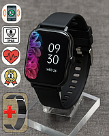 Чоловічий смарт годинник з динаміком розумний smart watch водонепронекний квадратний міряє тиск приймає дзвінки повідомлення