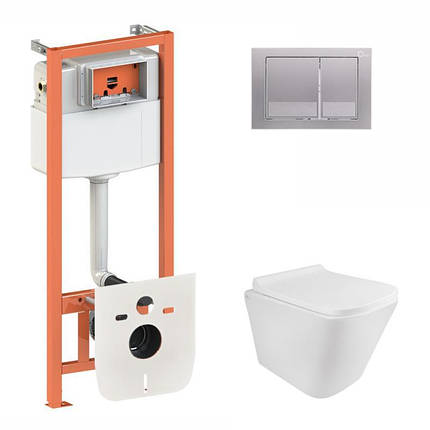 Готове рішення Qtap для ванної кімнати: підвісний унітаз Tern Rimless 490x340x350 + комплект інсталяції Nest 4 в 1 (квадратна, фото 1