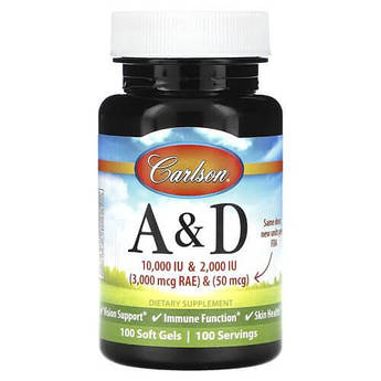 Carlson Vitamin A & D 100 рідких капсул