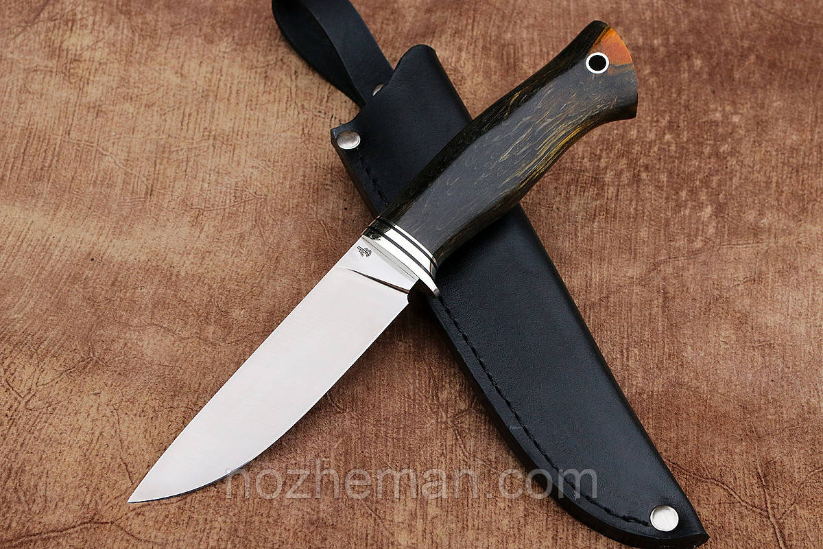 Ніж ручної роботи для полювання та риболовлі Скандинав 2 з порошкової нержавіючої сталі M390/62 HRC, чохол у комплекті, фото 1
