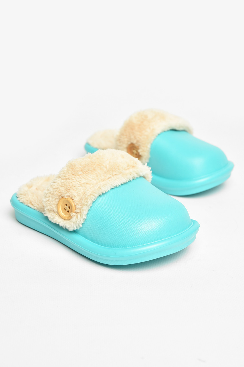 Капці дитячі бірюзового кольору на хутрі 209034T Безкоштовна доставка, фото 1