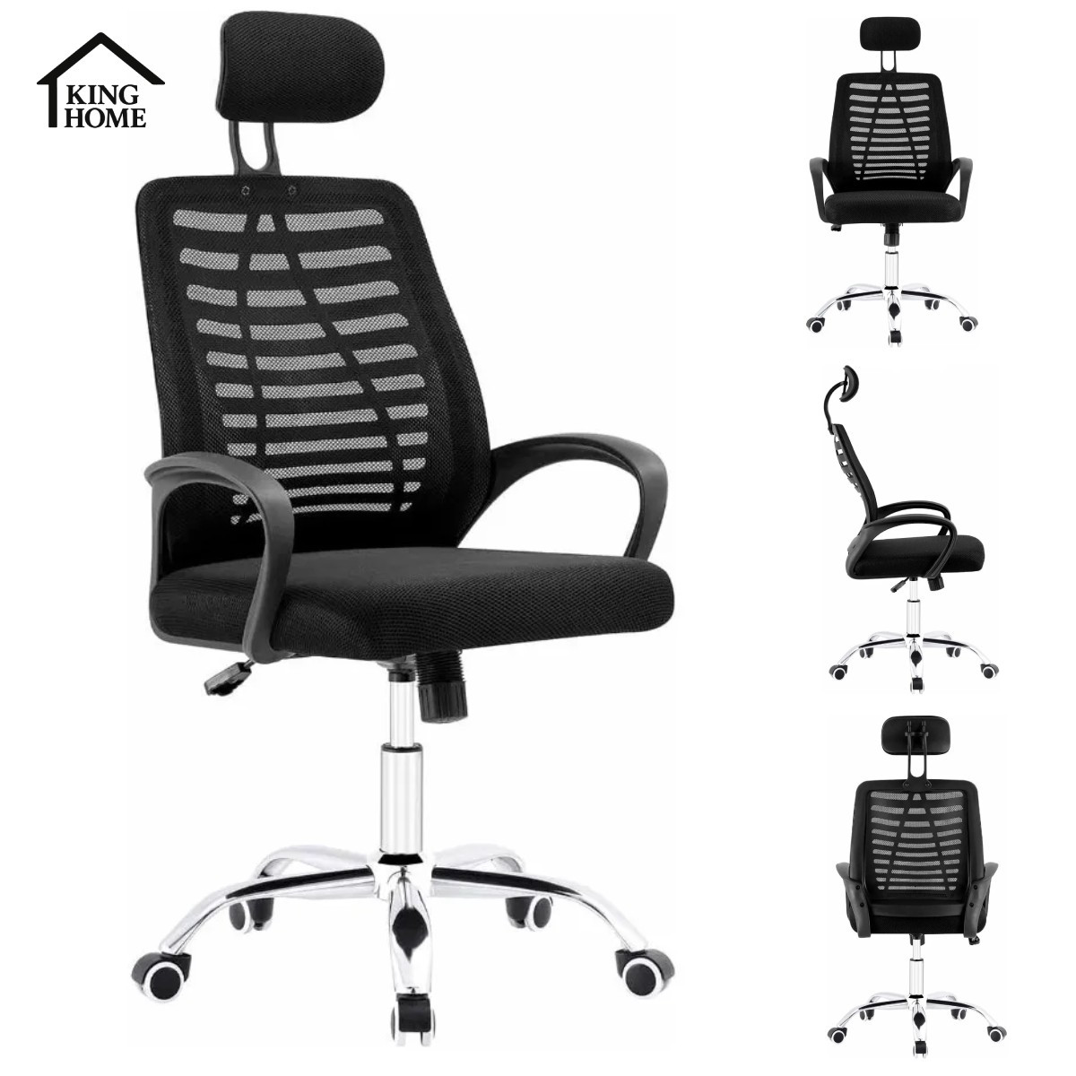 Крісло ErgoFlow офісне комп'ютерне з мікросітки з підголівником до 110кг