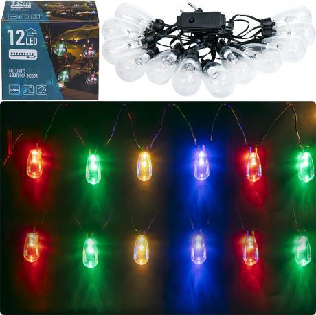 Гірлянда електрична "Ретро Лампочка" 12шт мультиколір LED подовжена 4м RJ-17 MZOPT