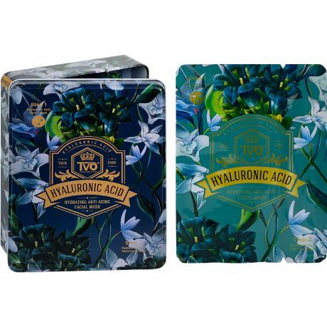 Набір масок 2в1 тканинних 10шт "Hyaluronic Acid" для обличчя в металевому боксіTVO-073 MZOPT