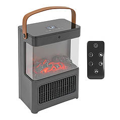 Тепловентилятор керамічний Lesko YND-BL-02 Flame з пультом 3D єфект каміна нагрівач електричний