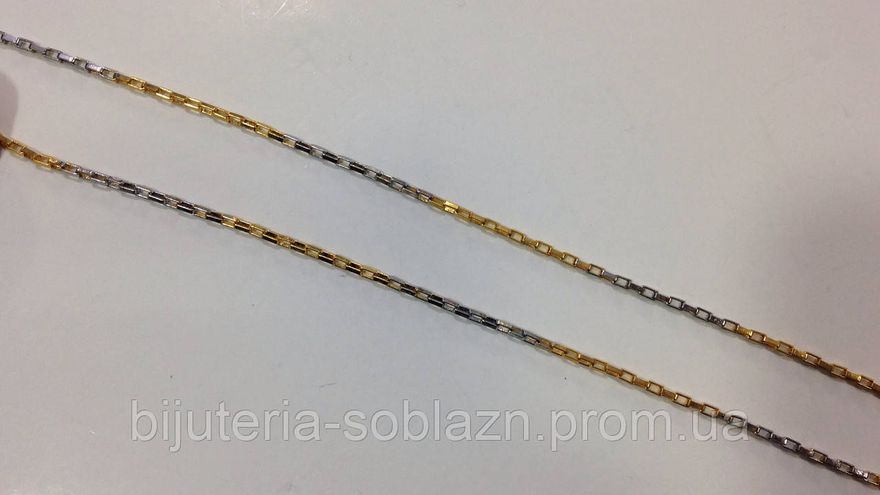 Цепочка на шею золотисто-серебристая 60 см медицинский сплав ( изделие можно мочить) - фото 2 - id-p492079646