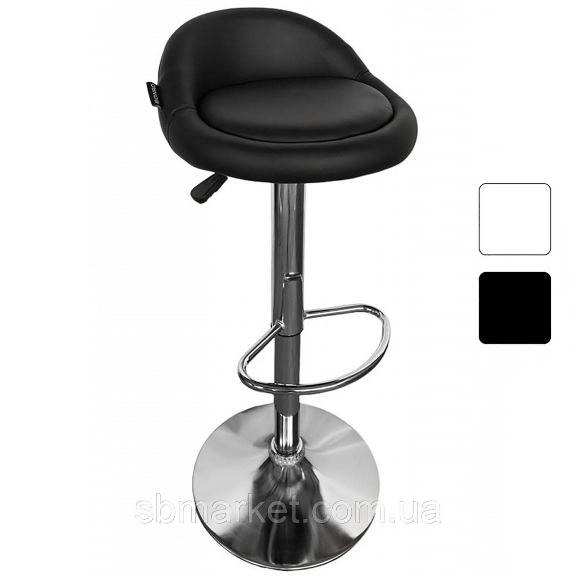 Барний стілець / крісло Bonro B-075 чорний зі спинкою та підніжкою для кухні бару бару салону