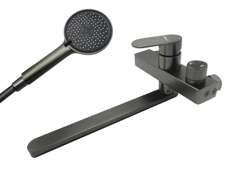 Змішувач для ванни MILLZ сірий MRS-AL-F10(Gray) , поворотний вилив, алюміній, комплект душу