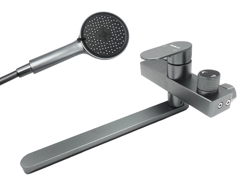 Змішувач для ванни MILLZ срібло MRS-AL-F10 Silver, поворотний вилив, алюміній, комплект душу