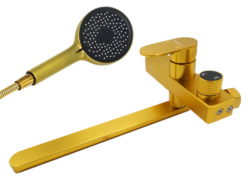Змішувач для ванни MILLZ золото MRS-AL-F10 (Gold) , поворотний вилив, алюміній, комплект душу