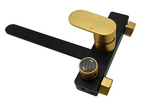 Змішувач для ванни MILLZ чорний-золото MRS-AL-F10 (Black&Gold) , поворотний вилив, алюміній, комплект душу, фото 3