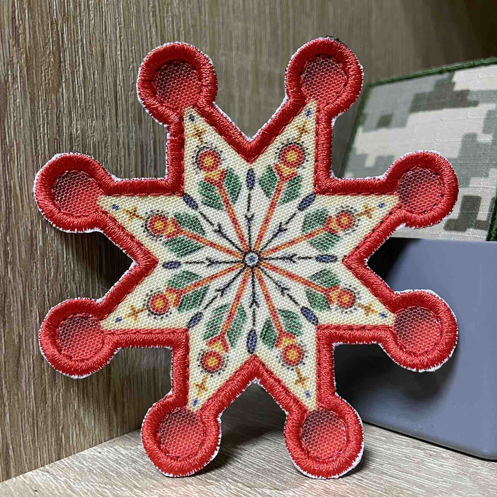 №АВШ040 Шеврон "Віфлеємська зірка» біло-червона 9 см, фото 1