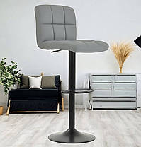 Барний стілець зі спинкою Bonro B-0106 сірий з чорною основою для бару ресторану клубу, фото 2