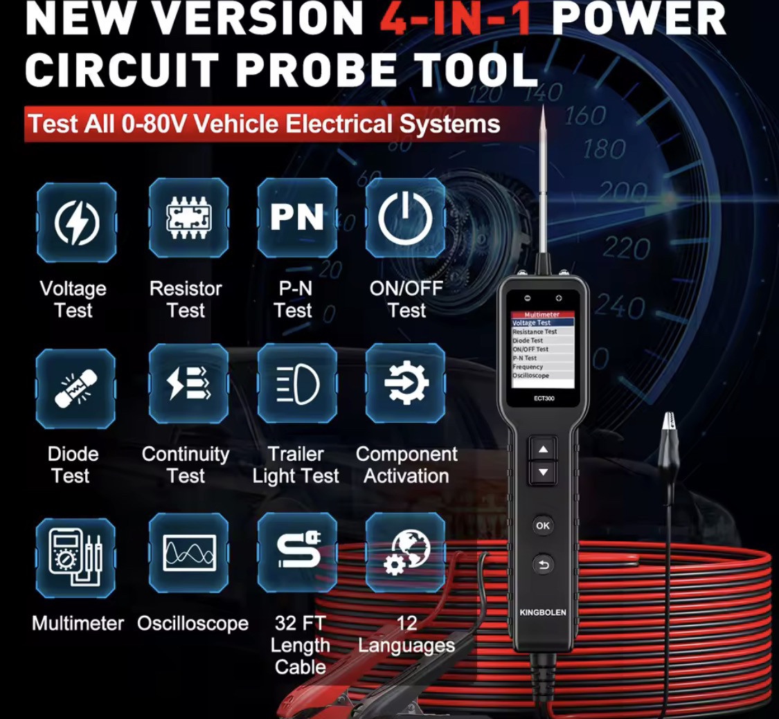 Тестор пробник KINGBOLEN ECT200 0-80В контролька, продзвінка автомобільна, фото 1