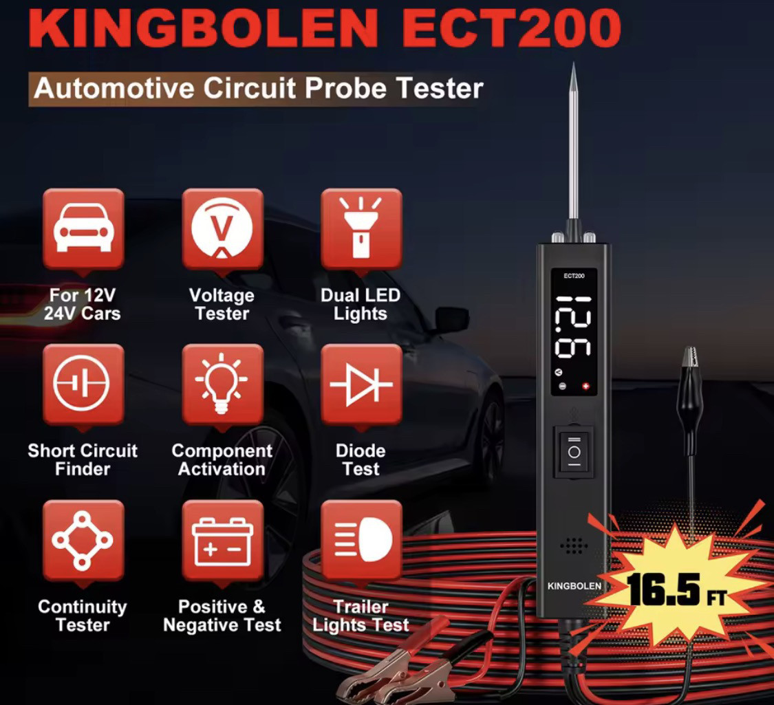 Тестор пробник KINGBOLEN EC200 0-80В контролька, прозвонка автомобильная, фото 1