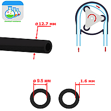 Шланг 12.7х9.5 мм Norprene чорний м'який (хімстійкість висока) для насосів-дозаторів хімікатів, пестицидів, добрив