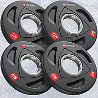 Набір дисків олімпійських Hop-Sport 4 х 1,25кг чавун у гумі ергономічні ручки отвір 51 мм