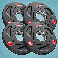 Набір дисків олімпійських прогумованих Hop-Sport 4 х 2,5кг чавун у гумі ергономічні ручки отвір 51 мм