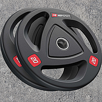 Набір дисків олімпійських прогумованих Hop-Sport 2 х 20кг чавун у гумі ергономічні ручки отвір 51 мм