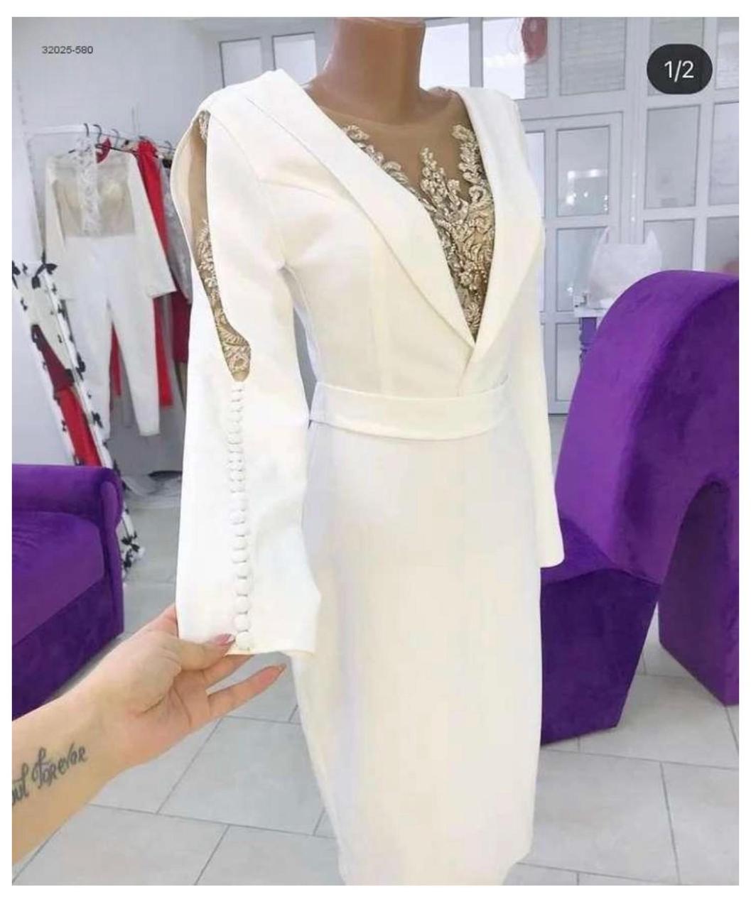 Сукня креп-дайвінг рожевий пудровий золотий 48 ромір, фото 1