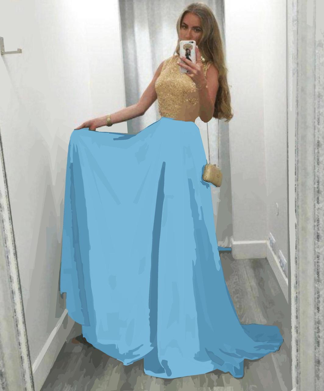 Жіноча сукня максі жовто-блакитна 42 44 46 розмір, фото 1