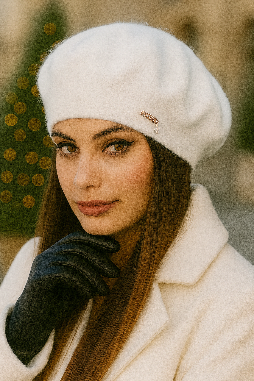 Жіночий берет «Донна» (7218) білий