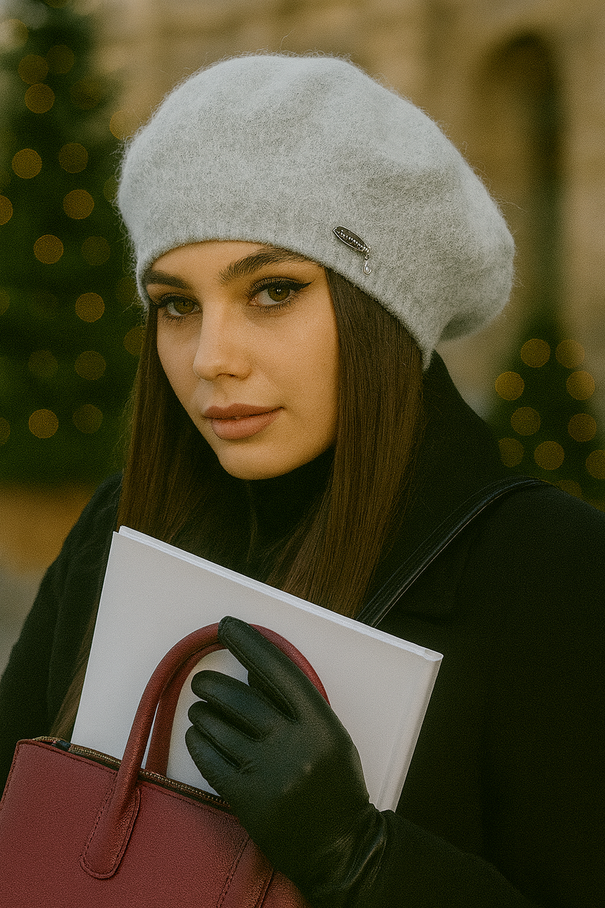 Жіночий берет «Донна» (7218) сірий