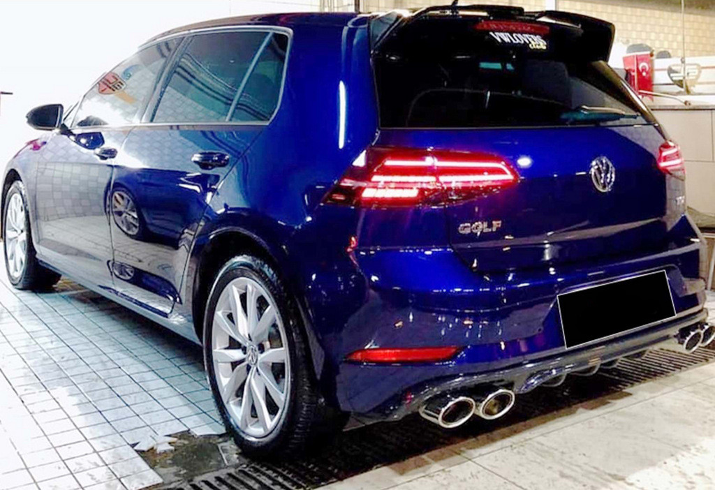 Задний диффузор DPT V-1 (2017-2019, Черный Глянец) для Volkswagen Golf 7/E-Golf, фото 1