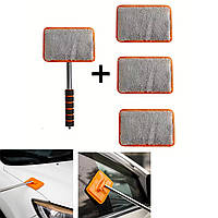 Набір із 4 щіток для миття автомобільних вікон зі змінними мікрофібровими насадками та телескопічною ручкою