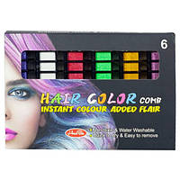 Крейда для волосся "WB" /S006/ 6кол, металік, в гребінці (1/12)