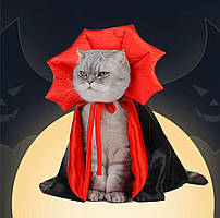 Плащ для собак і котів Вампір Хелловін М чорно-червоний