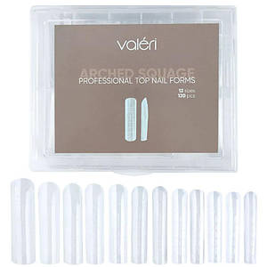 Верхні форми для нарощування Valeri Top Nail Forms Arched Square 120 шт