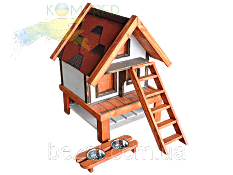 Будиночок для котів дерев'яний Затишок 600х600х1000мм Kompred OL913, фото 1